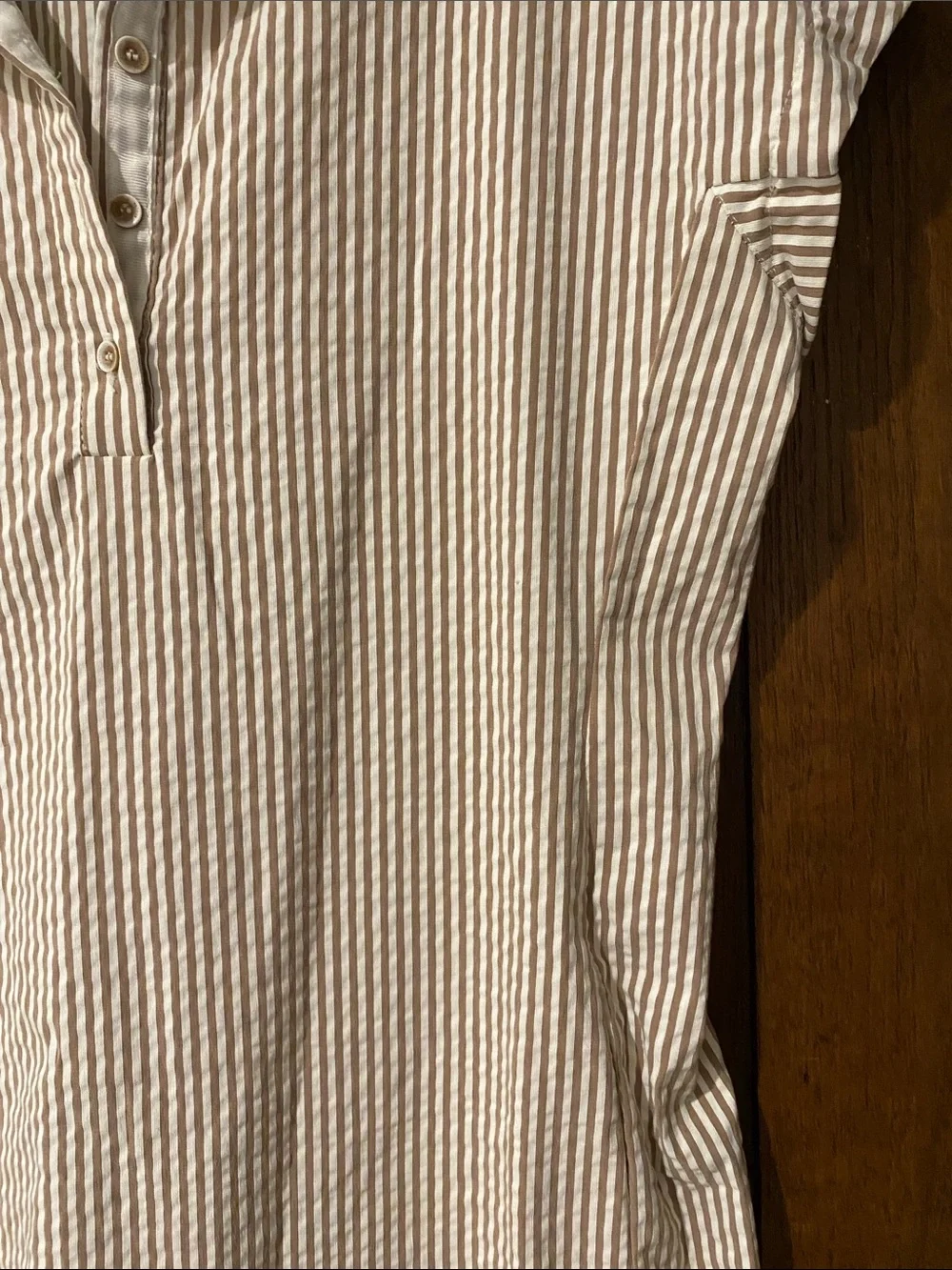 Renuar Cream and White Striped Dress